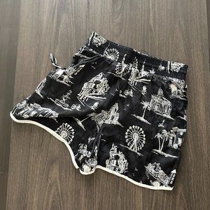 Maje Pajama Bottoms Black and White Embroidered Shorts, Size S